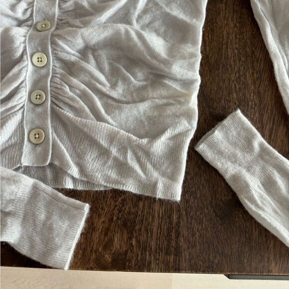 NWT Rebecca Taylor Wool Blend Rouched V neck Sweater Cardigan - Picture 5 of 10